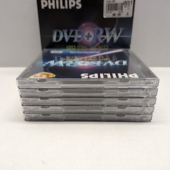 Philips DVD+RW 4.7GB 120 Minute 5 Pack Recordable Disks 1-4X Speed Sealed - Picture 7 of 12